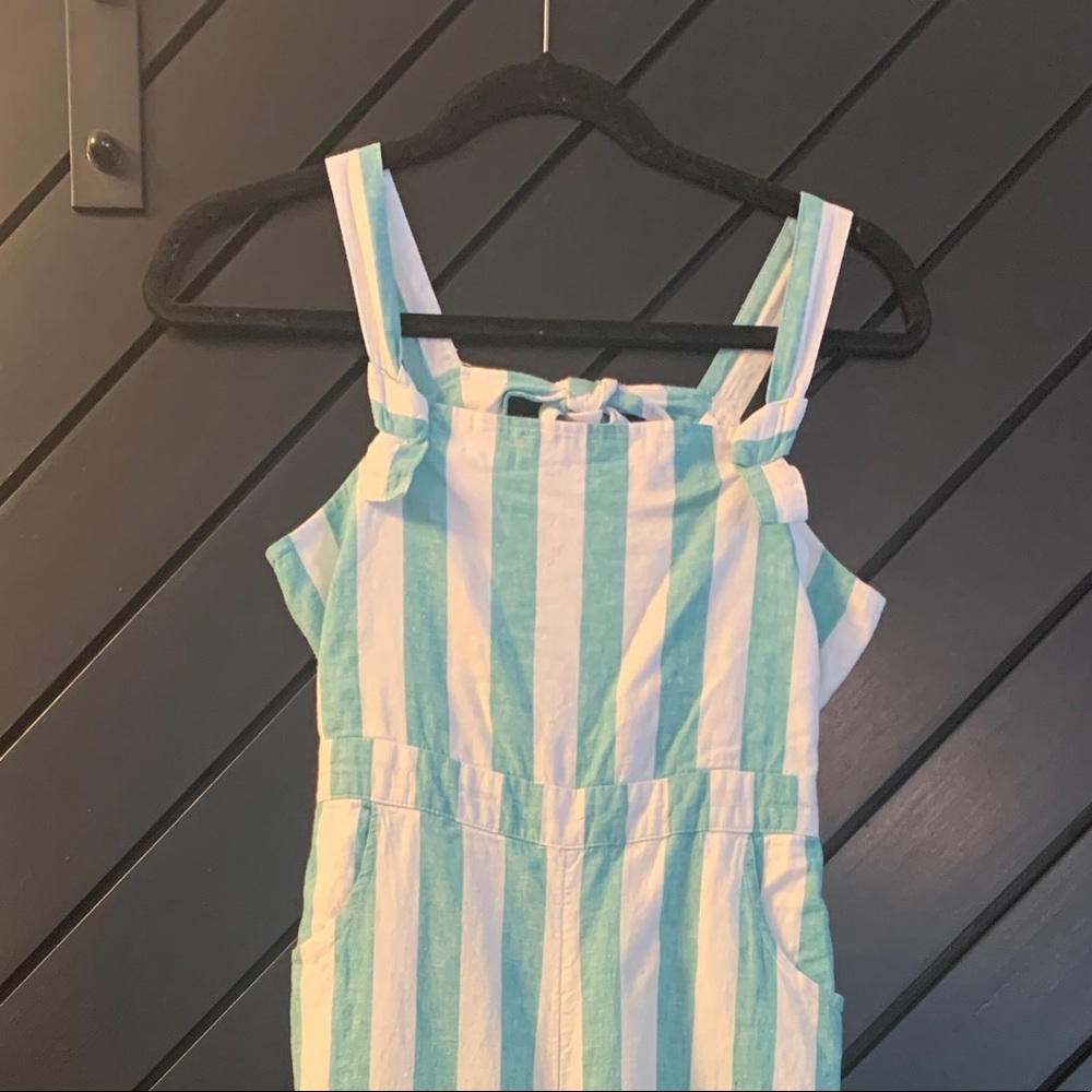 Blue and white romper